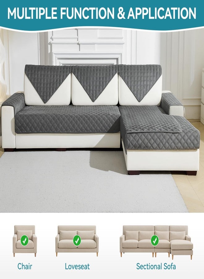 DEEPDREAM Deep Dream Velvet Couch Cover, Sectional Sofa Covers, Anti Slip Couch Covers for 3 Cushion Couch Pet Friendly, Washable Sofa Slipcovers for Dogs Pets Kids, Furniture Protector(Dark Grey, 36"x 71") - Image 5
